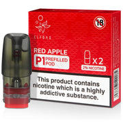 Elf Bar Mate P1 prefilled pods in Red Apple flavor, delivering a crisp and juicy red apple taste, designed for use with the Elf Bar Mate device for a smooth and refreshing vaping experience
